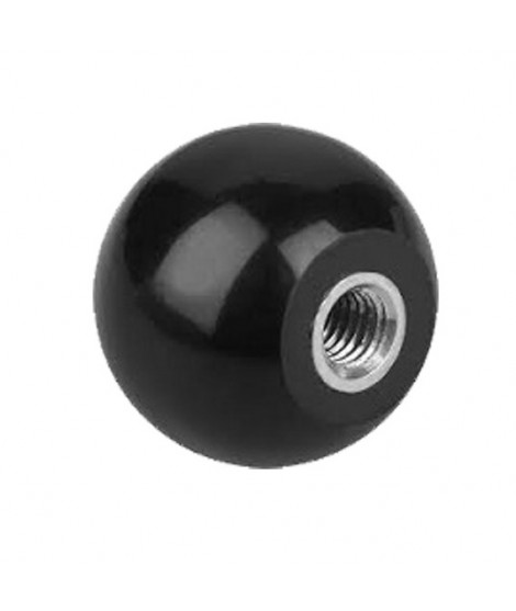 Kugelknöpfe DIN 319 Duroplast schwarz, Form E mit Gewindebuchse